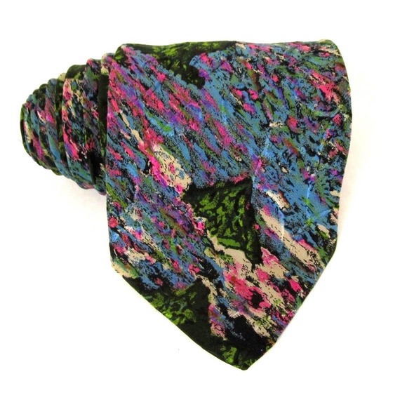 $245 A. Taghi Silk Designer Mens Tie Italy Abstract Teal Pink Artistic Pink - Picture 2 of 9